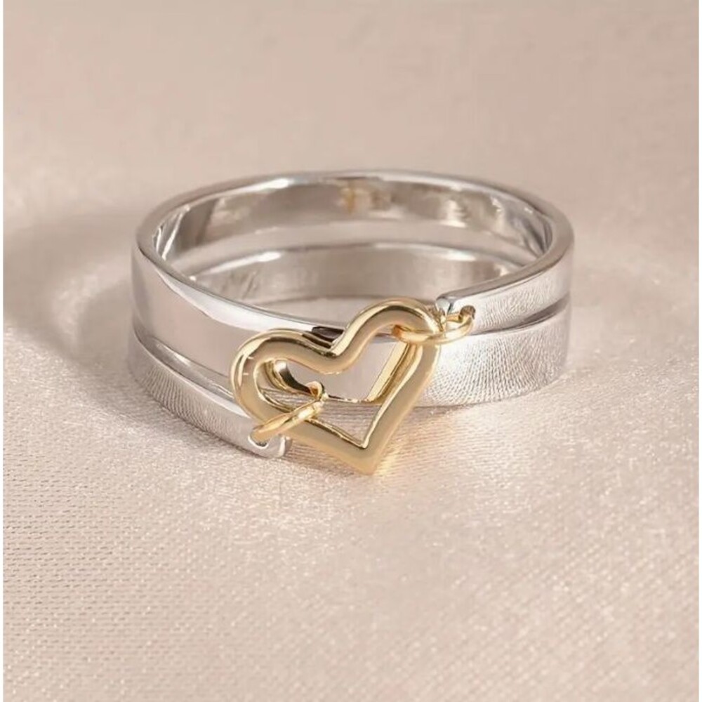Silver Wrap Ring Gold Open Heart Size 7 Valentines